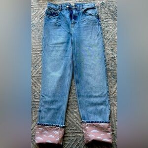 Women’s wide leg jeans with cloud print detail